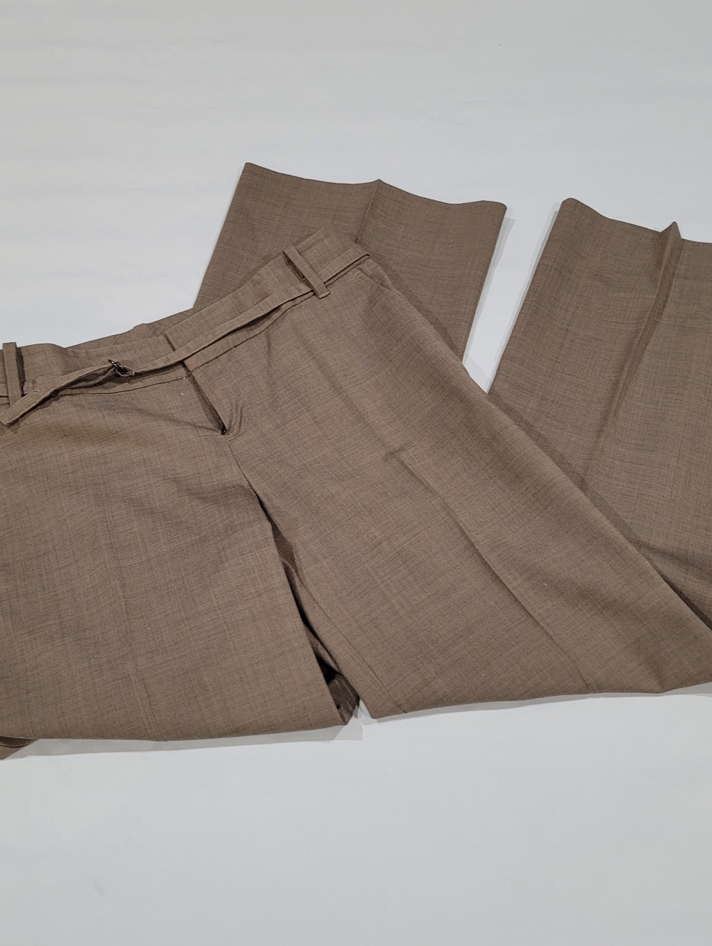 Classic Wide-Leg Dress Wool Pants in Taupe